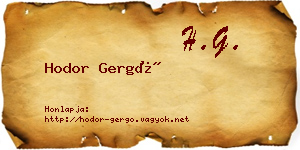 Hodor Gergő névjegykártya